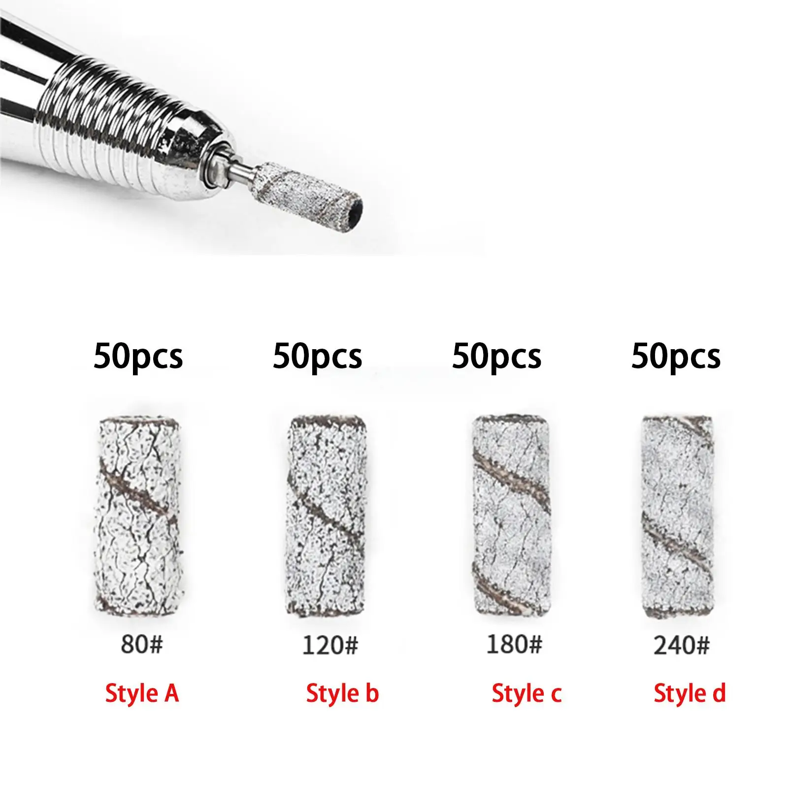 Ensemble de têtes de meulage pour bandes de ponçage des ongles, pédicure pour l'élimination du vernis à ongles Gel, 50 pièces