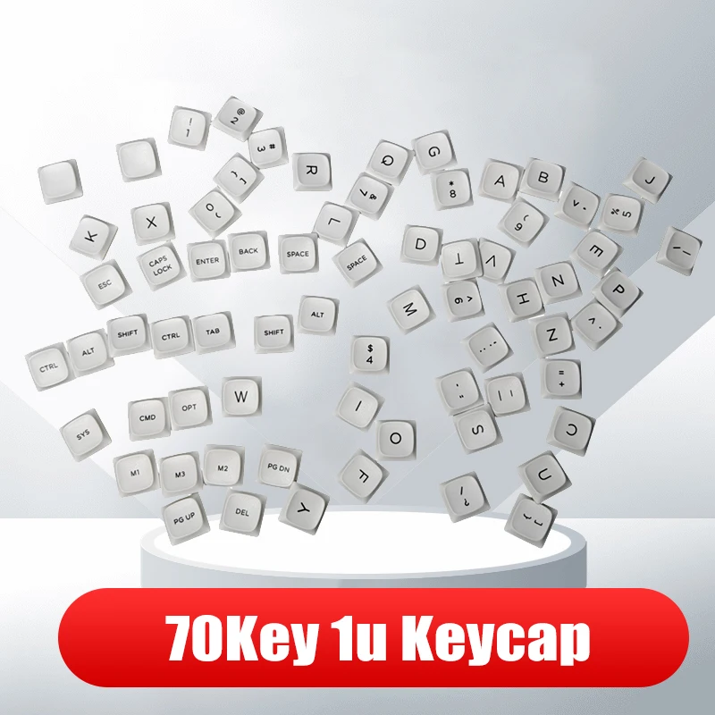 

70Key Chocfox CFX Black White Transparent Low Profile PBT Keycaps For Kailh Choc V1 Mechanical Keyboard Ultra Thin 1u Keycap