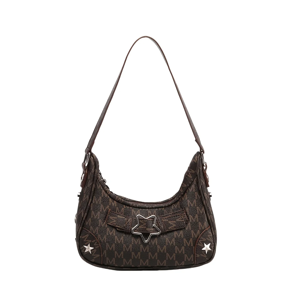 

Ladies retro pu star shoulder bag letter M handbag underarm bag