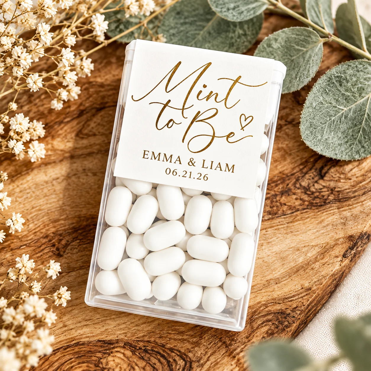 Mint To Be Custom Wedding Mint Stickers, Personalized Names & Date Candy Label, Bridal Shower Favor Self Adhesive Sticker