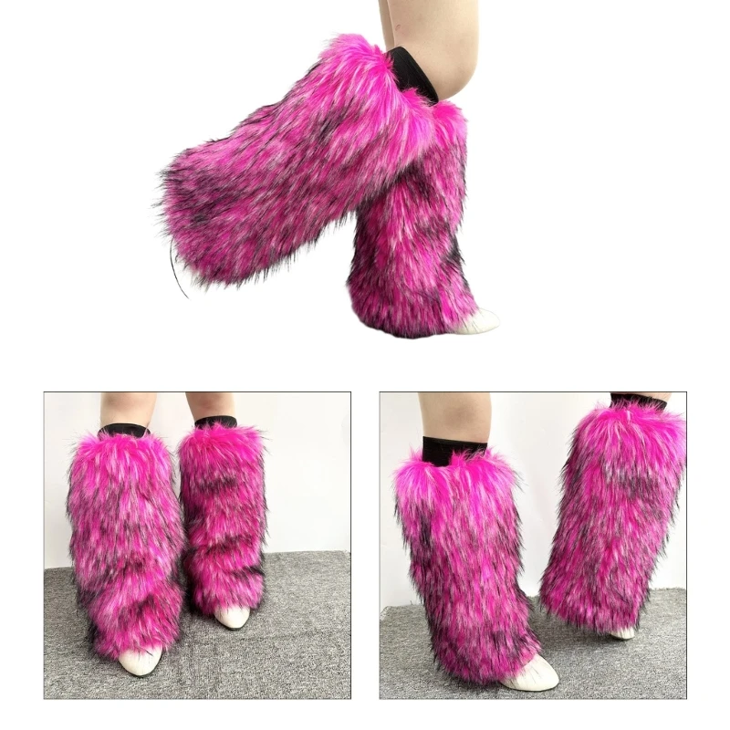 

Y2K Faux Furs Leg Warmer,Winter Warm Soft Cozy Fuzzy Leg Warmer Boot Cuffs Cover 449B