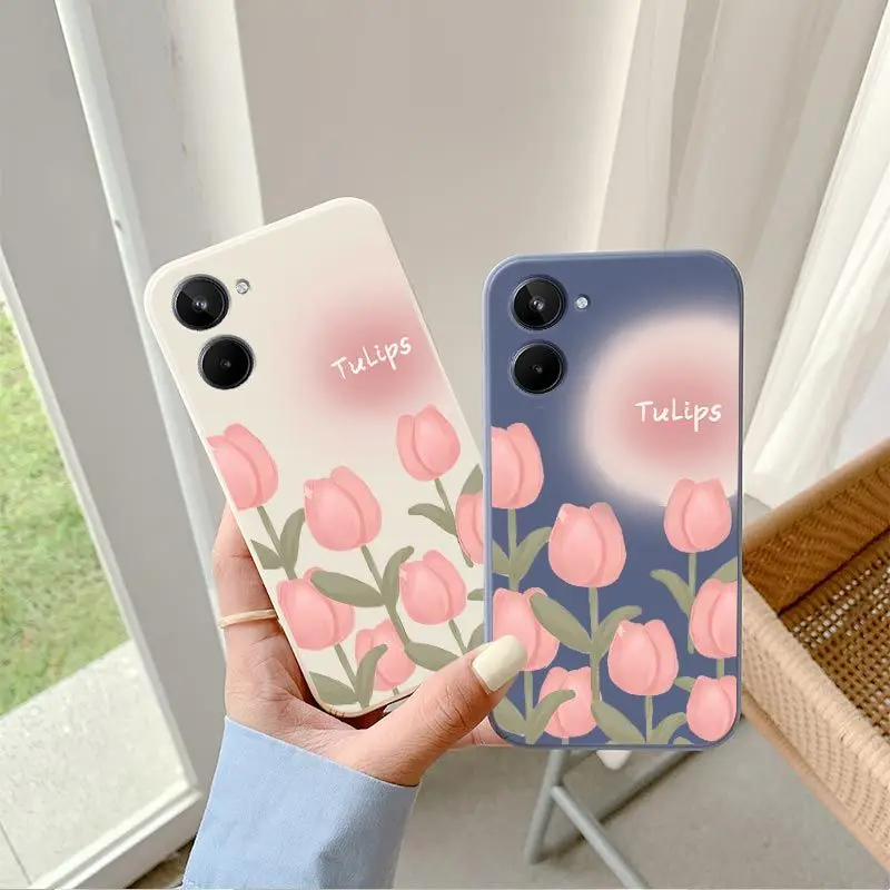 Tulips Phone Case For OPPO Realme 10 10T 9 9i 8 8i 7 7i 6 Pro Plus C31 C30 C35 C11 C12 C15 C20 C21Y C25 S 4G 5G 2021 2020