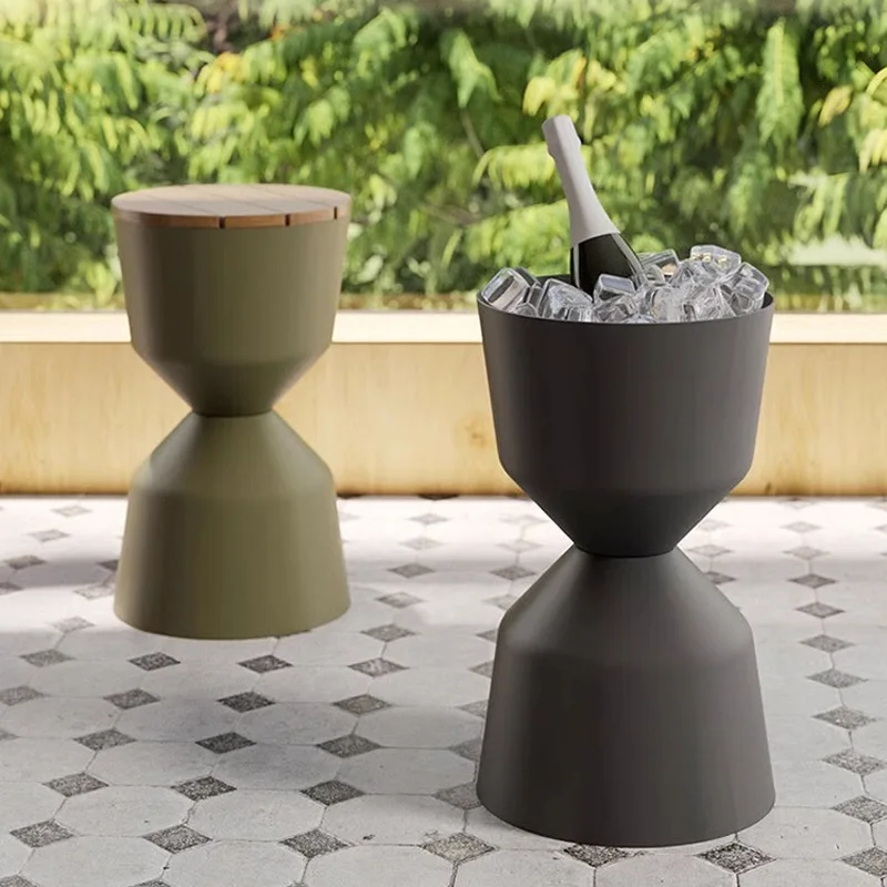 Outdoor, round table, cafe, dining table and chairs, balcony, corner table, side table, creative, plant rack