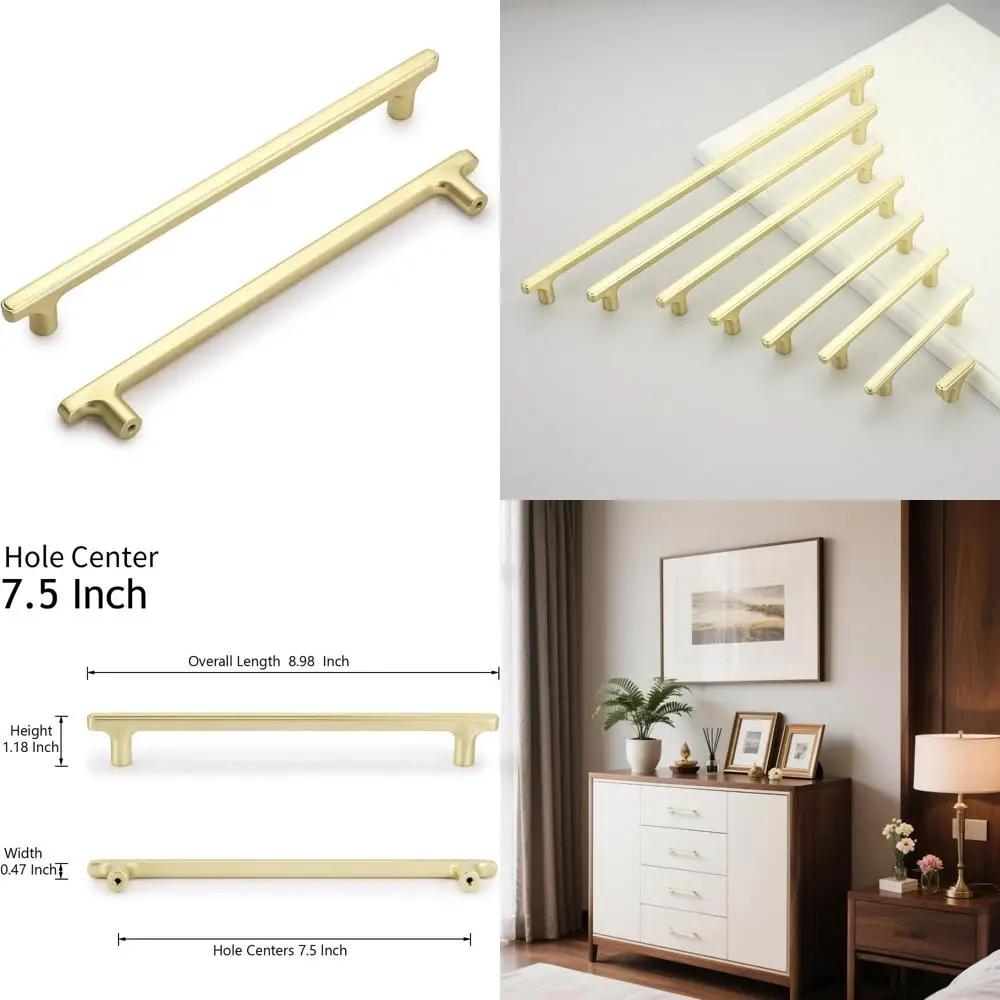 

Современные ручки для шкафа из матового золота, 7,5 дюйма, вневременной дизайн для кухонных шкафов, ручки для ящиков с классическим прикосновением