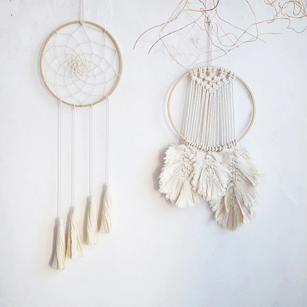 

Wooden Macrame Rings Bamboo Dream Catcher Circle Round Fan Frame DIY Craft Material for Party Room Floral Garland Decoration