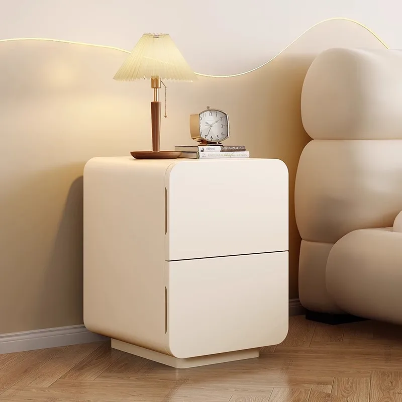 

Small ultra-narrow bedside table, simple modern minimalist cream wind bedside extremely narrow crevice cabinet, bedroom solid wo