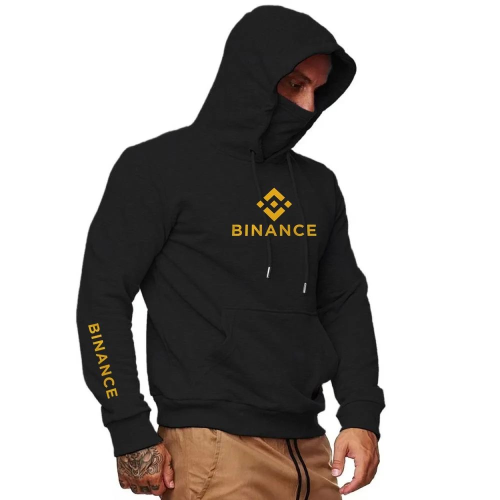 جديد Binance تشفير هوديس رجالي فضفاض مقنعين سترة طويلة الأكمام البلوز سترة الشباب قناع الوجه البلوز شيك الشارع الشهير #1