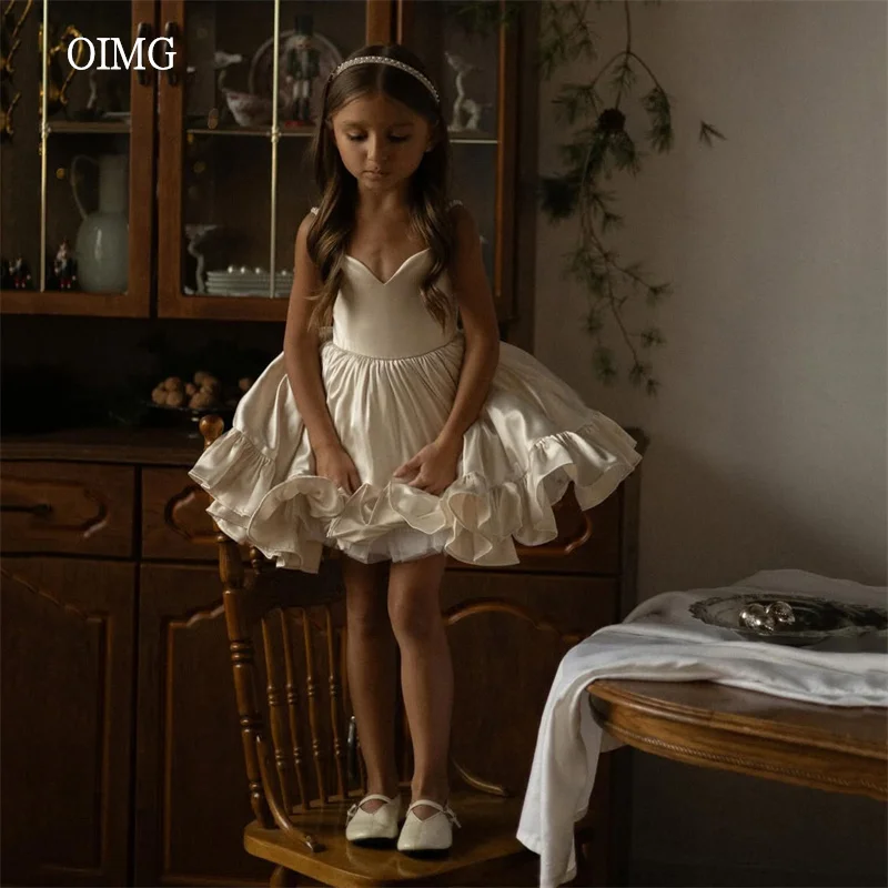 

Платье OIMG Pastrol для девочек на тонких бретелях, с цветочным узором, из фатина, с оборками, для свадеб и вечеринок, длиной до колена, на день рождения, на заказ