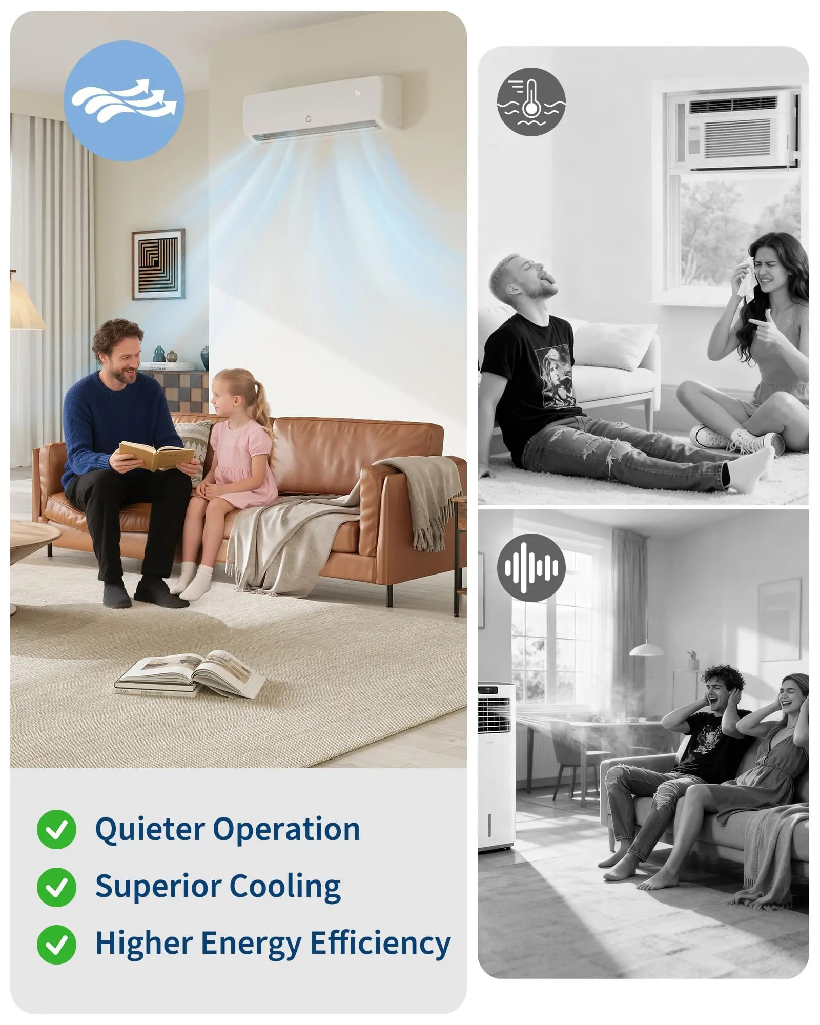 Mini Split Air Conditioner 19 SEER2 115V Cools Up To 400 Sq Ft Ductless Inverter System Heat Pump Pre Charged WiFi Ready R32 Refrigerant With 16 4 Ft Install Kit