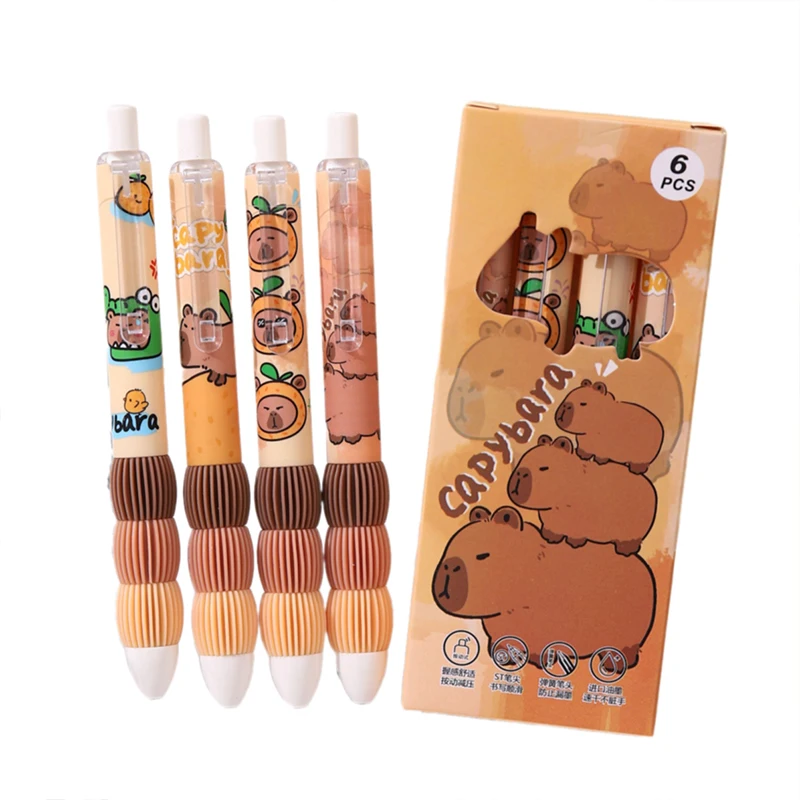 4Pcs Kawaii Cartoon Capybara Gel Pen Quick-Drying Neutral Pens Writing Smooth Pens Office Supplies Student Stationery Gifts