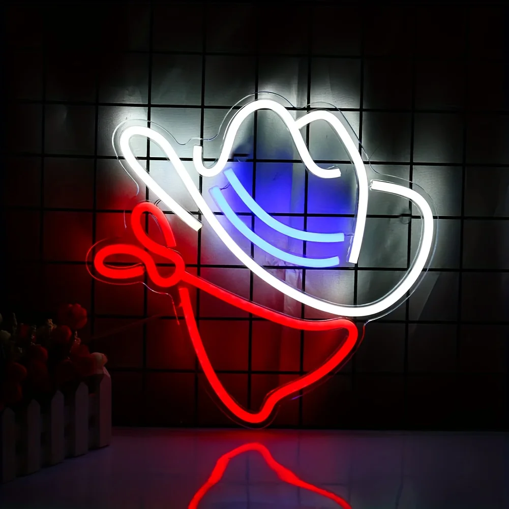 Cowboy Hat Neon Sign Beer Bar Home Art Man Cave Neon Light Handmade  for Hotel Pub Cafe Recreation Room Wall Artwork Decor