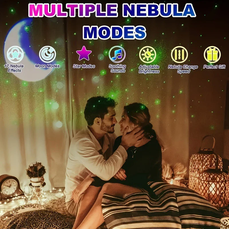 블루투스 우주비행사 별이 빛나는 하늘 프로젝션 램프, 우주 테마 별빛 분위기 램프, 창의적인 선물 테이블 램프, 야간 조명