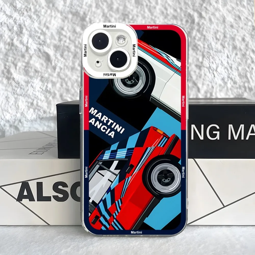 Martini Racing Colours Print  Mouse Pad Case For iPhone 15 14 13 12 11 Pro Max Mini XS X XR SE 7 8 Plus Soft Angel Eyes Cover