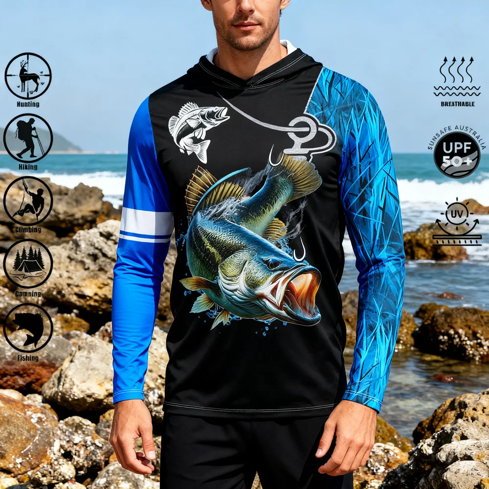 

HUK Fishing Shirts Men Hoodie T-shirts Summer Fishing Clothing Camping Hiking Upf 50+ Sun Protection Breathable Camisa De Pesca