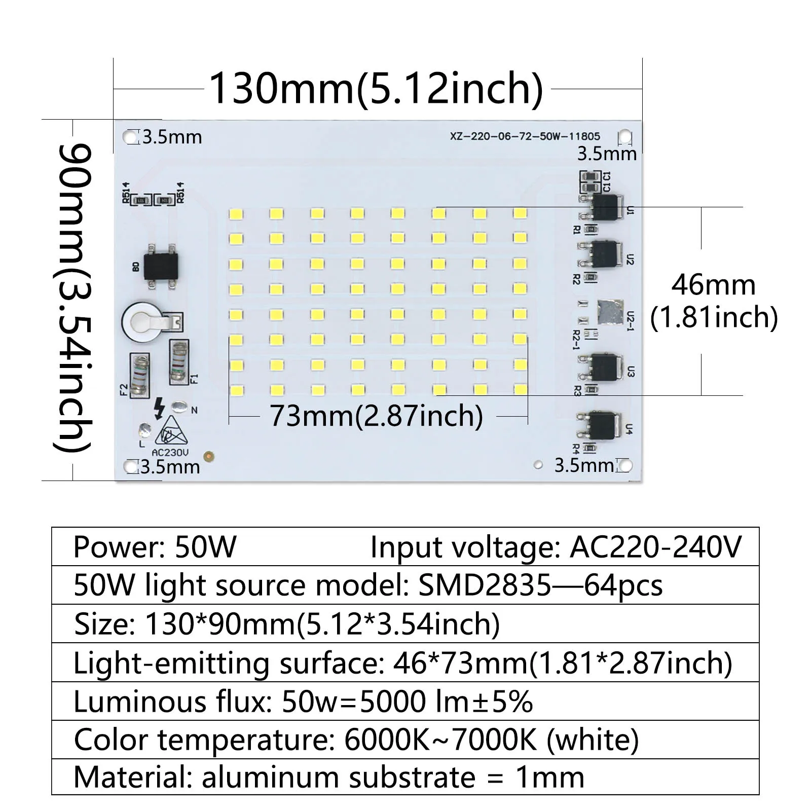 20W 30W 50W 100W LED Chip AC 220-240V Diode LED Floodlight SMD 2835 LED Lamp Board Light Source Retrofit Lamp Board Accessorie