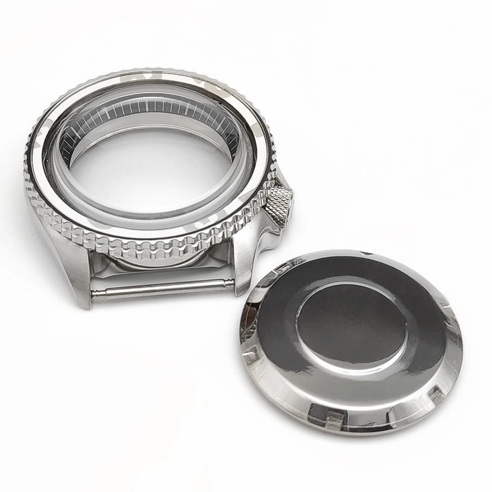 42mm NH35 시계 케이스 사파이어 스테인레스 스틸 경사진 가장자리 50m 방수 케이스는 NH35/NH36 무브먼트 케이스에 적합하며 저자극성입니다.