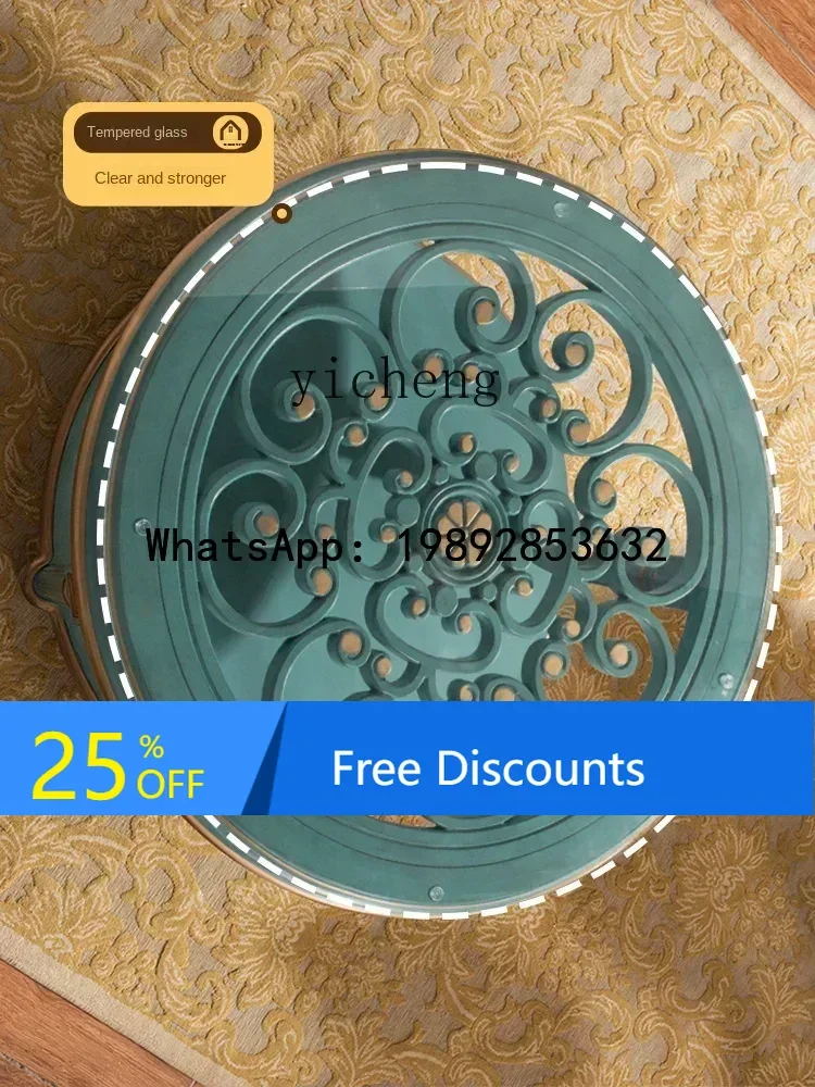 

FZ furniture living room coffee table round table retro round glass round coffee table