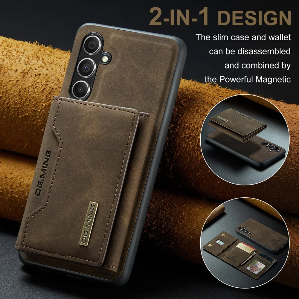 2 In 1 Case For Samsung Galaxy S24 S23 S22 S25 Ultra FE A55 A35 A54 A56 A36 5G Wallet Magnetic Leather Card Holder Pocket Cover