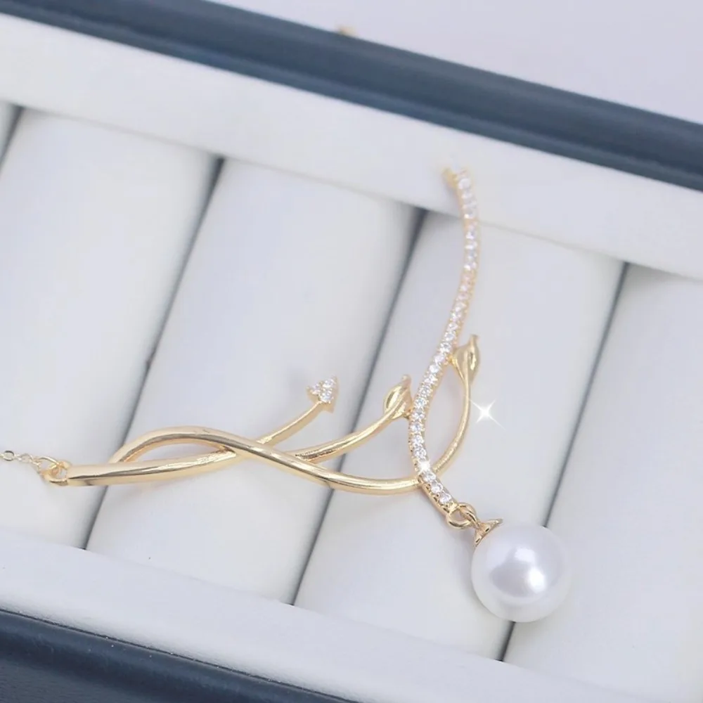 

2 шт., жемчужные аксессуары «сделай сам», новые медные изысканные глянцевые листья, ветки, кулон, пустой держатель, свежая ниша