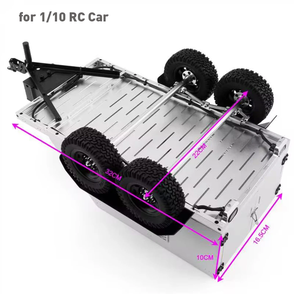 Mibidao simulação de metal rc engate montagem caixa funil reboque para 1/18 1/10 rc carro atualização peças acessórios