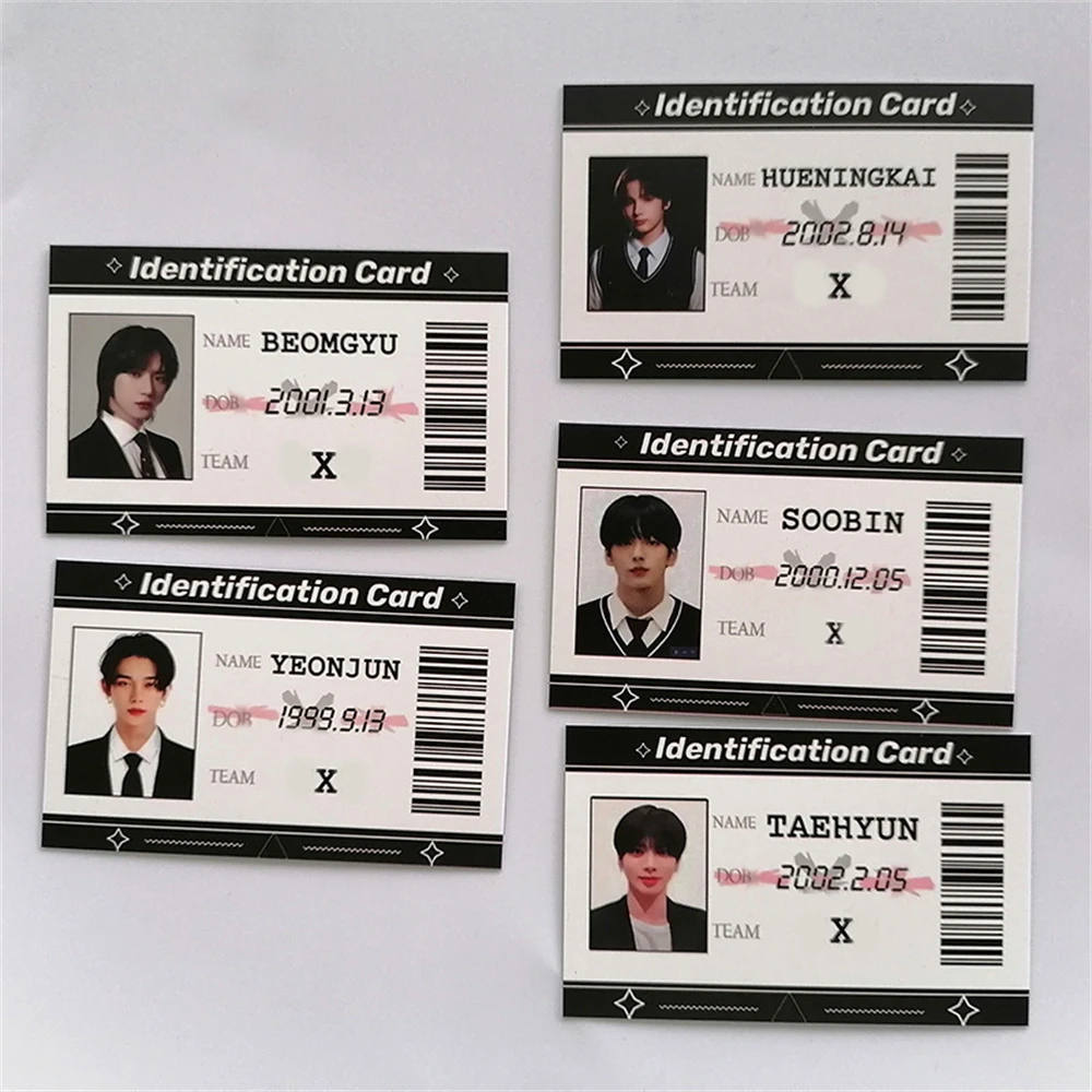 5Pcs/Set KPOP Postcards SOOBIN YEONJUN BEOMGYU TAEHYUN HUENINGKAI ID Card Double-Sided Photocards Fans Collection MOA Gift