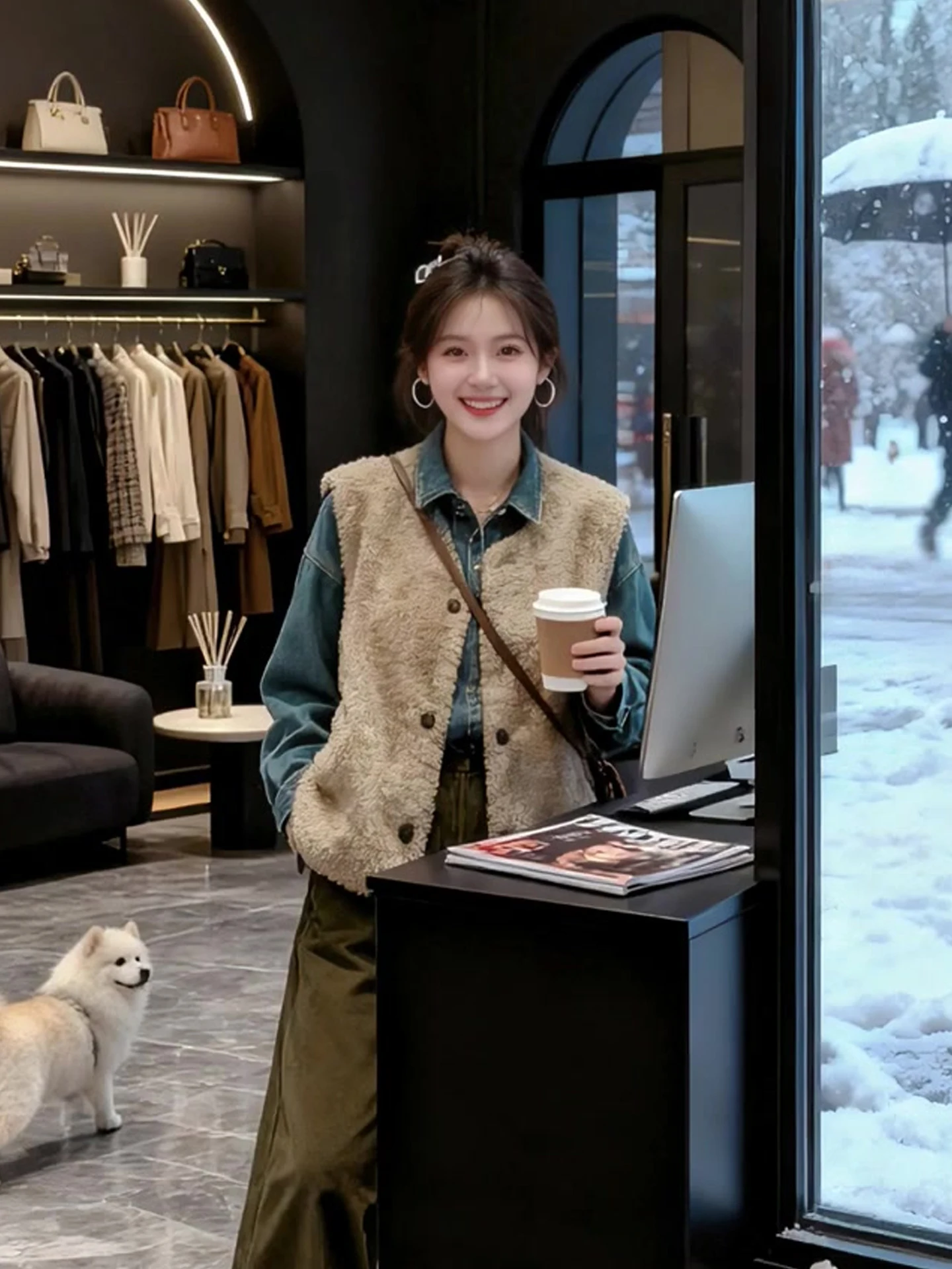 سترة مريحة بلون نقي Jaet سترة طبقات عصرية علوية للتخسيس شتاء 2025 ملابس خارجية نسائية