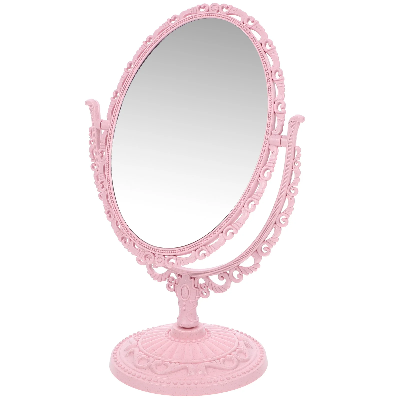 

Vanity Mirror 2X Magnification Rotating Stand Pink Child Oval Makeup Tabletop Mirrors Non Slip Base Detachable Storage