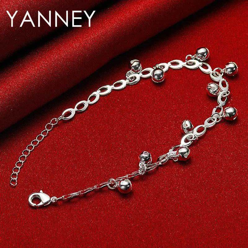 Fine 925 Sterling Silver 8 Inches Smooth Beads Bracelet For Women Fashion Party Engagement Wedding Gift Jewelry