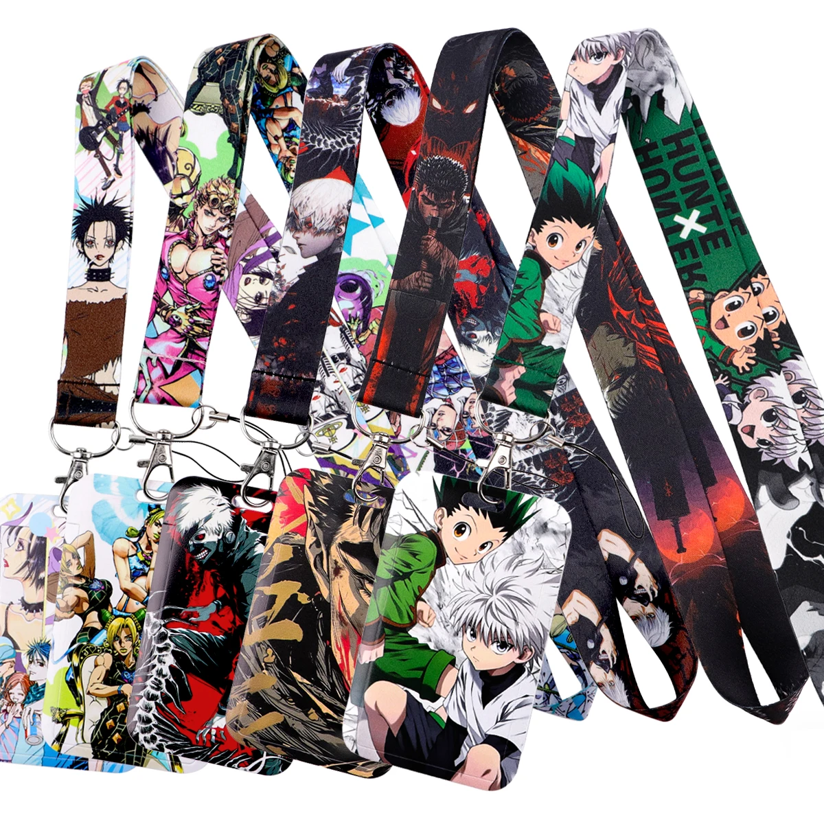 Anime Cartoon Credential Holder Keychains Neck Lanyard For Pass Card Manga Figures Credit Card Holder Keychain Straps Wholesale