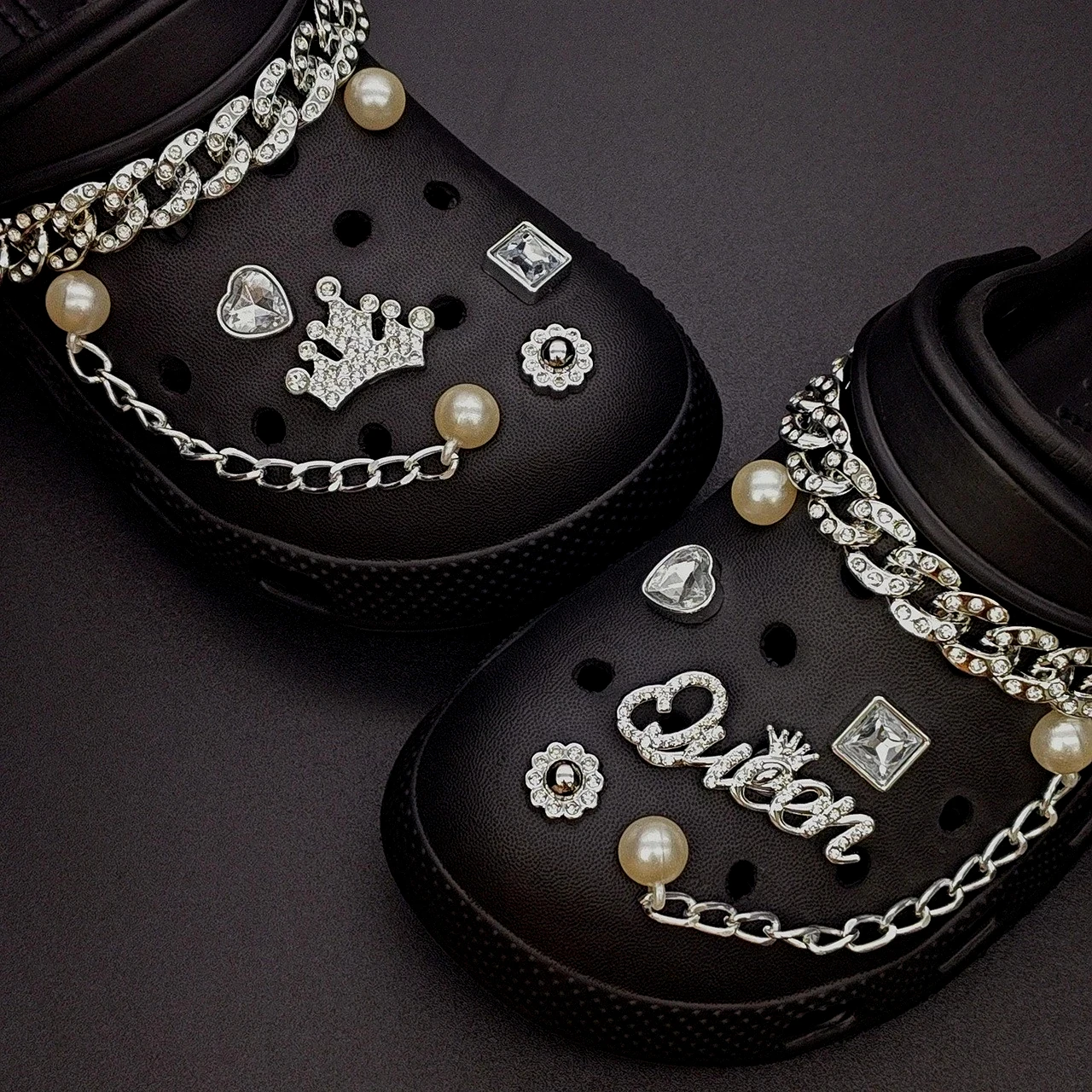 Шикарные подвески для обуви с серебряной короной для королевской обуви, комплект украшений для садовой обуви, женские элегантные аксессуары, декор тапочек для свадьбы, пляжной вечеринки