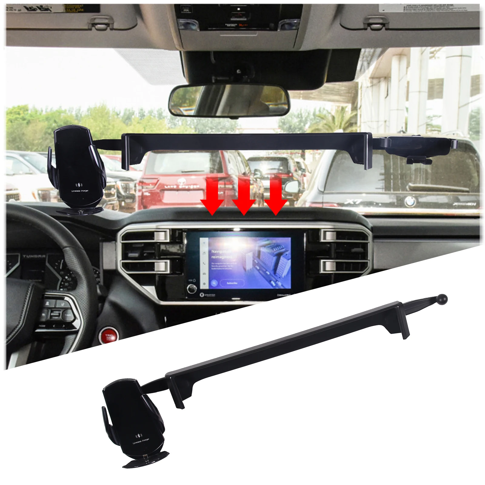 

For Toyota Tundra 2022-23/Sequoia 2022-23 ABS Black Car Navigation Bracket Mobile Phone Bracket phone mount Car Accessories