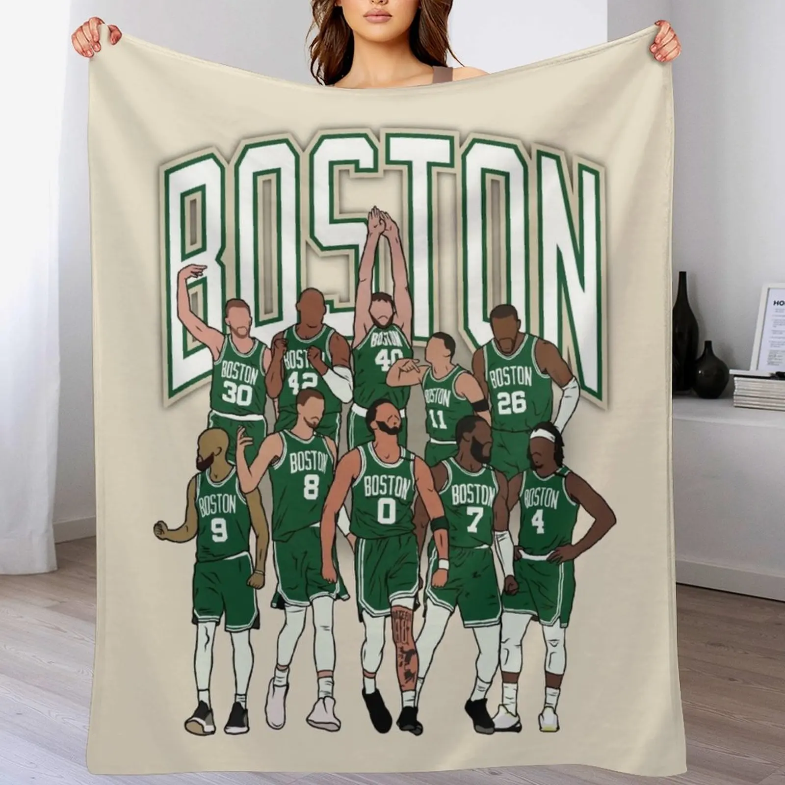 Boston 2023-24 Championship Throw Blanket Warm Flannel Blanket for Couch Chair Bedroom