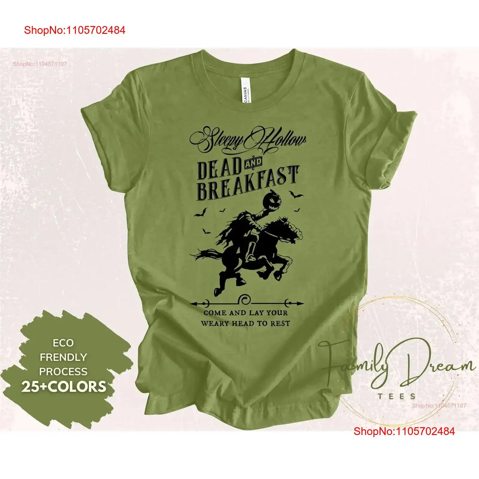 Sleepy Hollow Bed and Breakfast WDW Halloween T Shirt Family for Women vintage Washed Unisex Casual Breathable Slightly