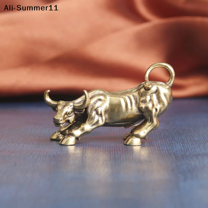 

【1a1】Brass Bull Wall Street Cattle Sculpture Copper Cow Statue Mascot Exquisite Crafts Ornament Office Decoration Business Gift
