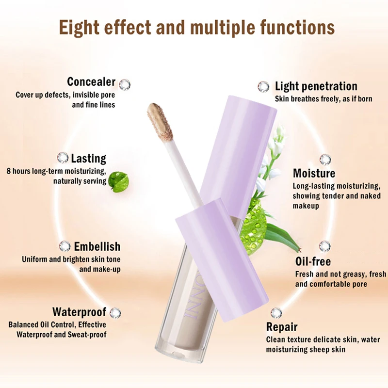 스킨 톤 수정 크림 컨실러 리퀴드 파운데이션, 오랜 시간 보습 및 섬세하고 쉽게 제거 할 수 있음, 메이크업 스틱