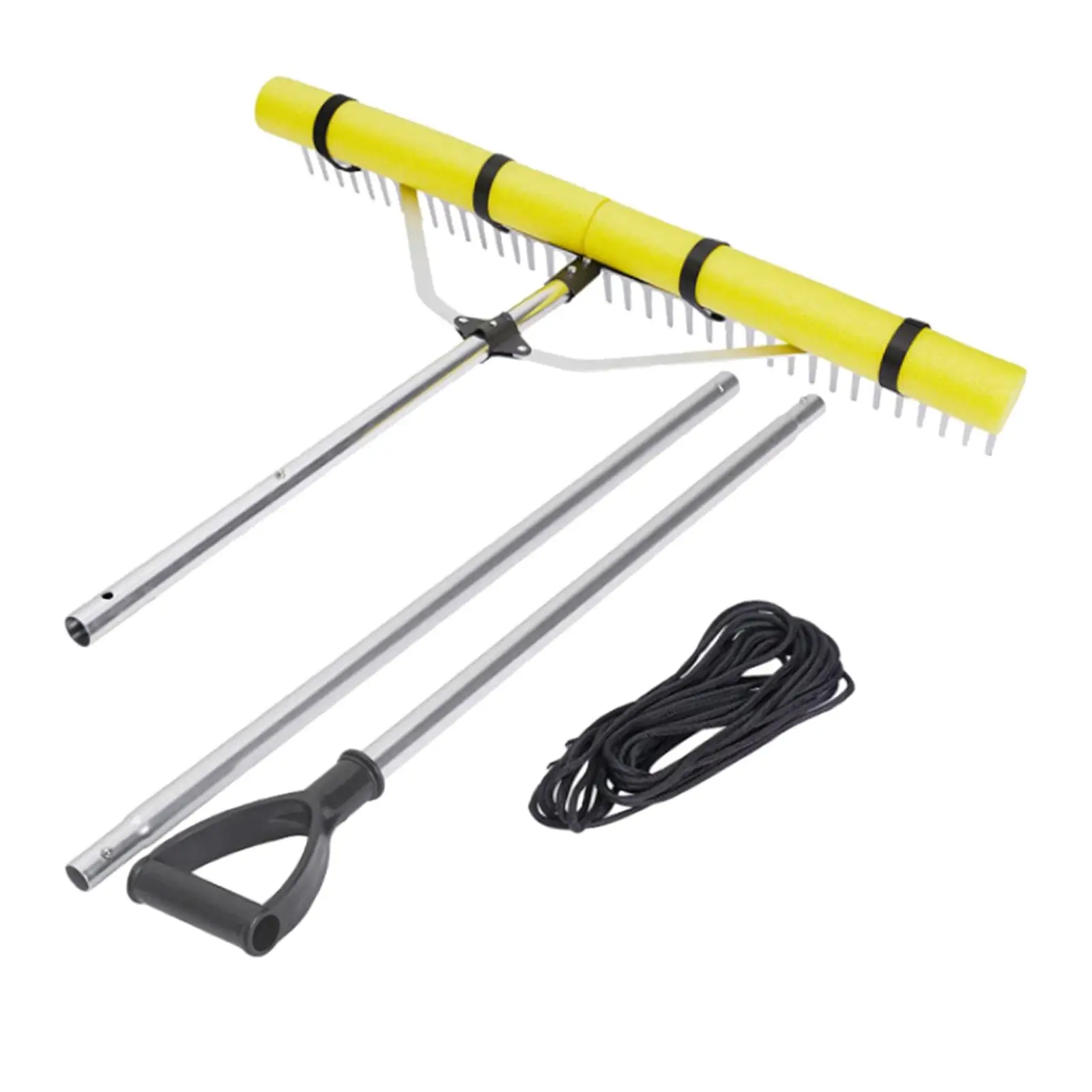 

92cm Head Floating Lake Pond Rake for Weed Algae Removal Simple Installation Versatile with 2 Foam Floats 7.5ft Extended Handle