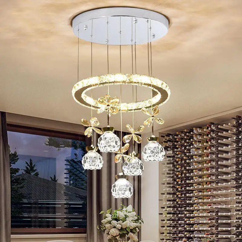 2023 New Restaurant Pendant Light Luxury Dining Hall Light Crystal Living Room Pendant Modern Simple Bar Pendant Light Fixure