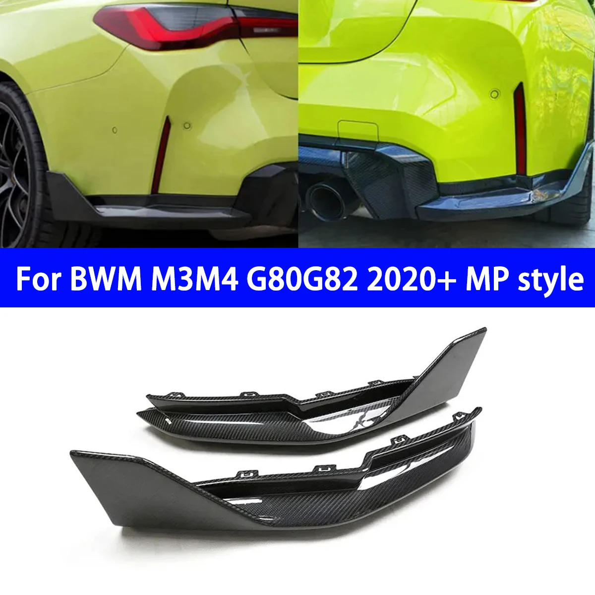 For BMW M3 M4 G80 G82 2020+ MP Dry Carbon Fiber Rear Corner Replacement Modified Exterior Parts Of