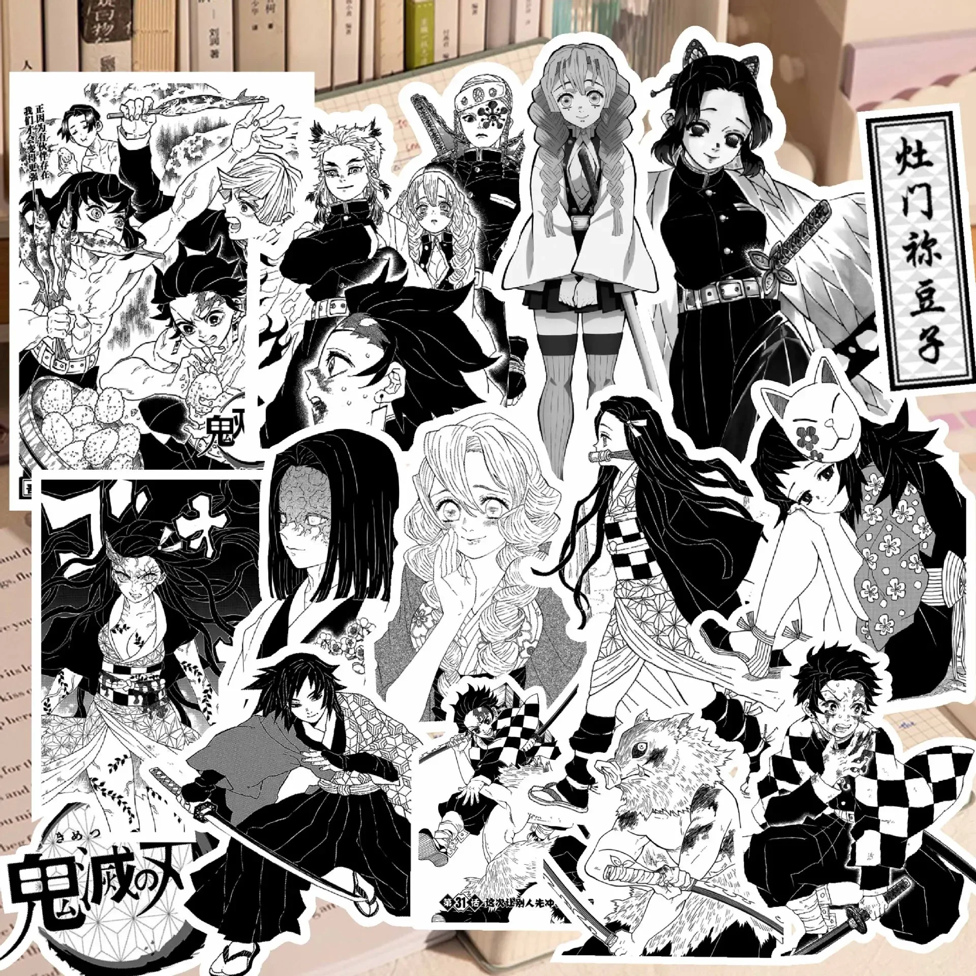65PCS Demon Slayer Kochou Shinobu Sticker Anime Waterproof Sticker Notebook Suitcase Refrigerator Water Cup Decorative Sticker