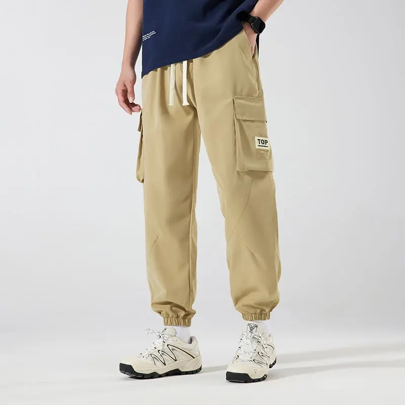 High Quality Men's Work Trousers Casual Outdoor Sports Multi-Pocket Large Size Pants High Waist Straight Leg Khaki Color