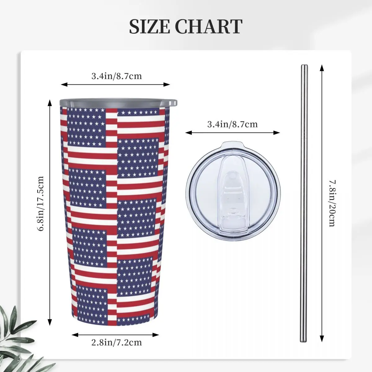 American Flag Graphic Design Stainless Steel Tumbler Vacuum Insulated Mugs Thermal Cold Cup Straws With Lid 20oz