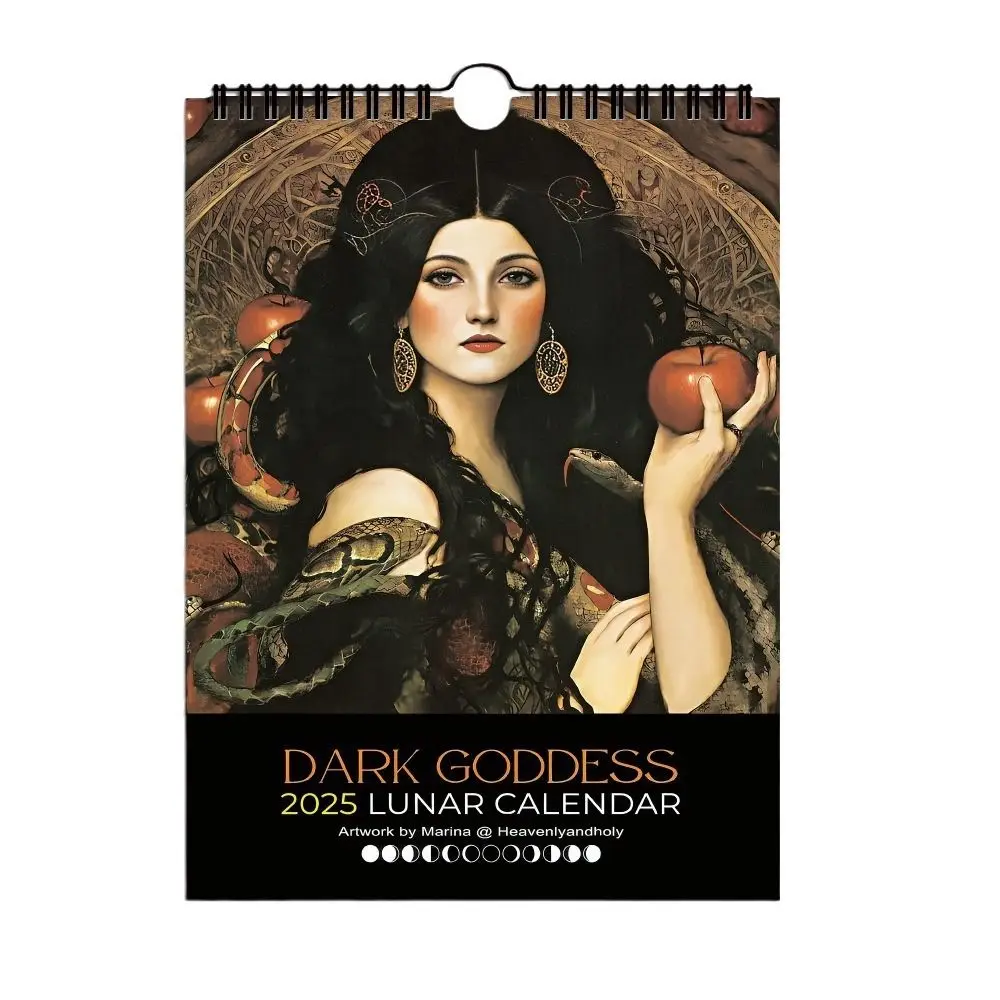 Daily Weekly Monthly Planner 2025 Calendar Hangable Dark Goddess Wall Calendar Paper Dark Goddess Lunar Calendar Gift