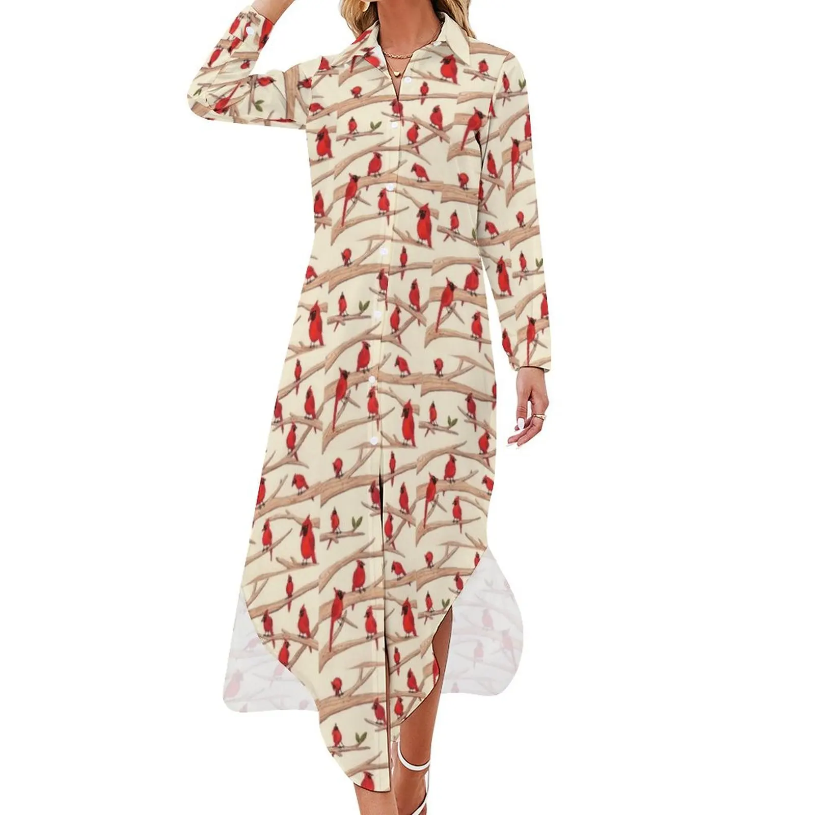 

Cardinals Long Sleeved Shirt Dress womens clothing women clothes
