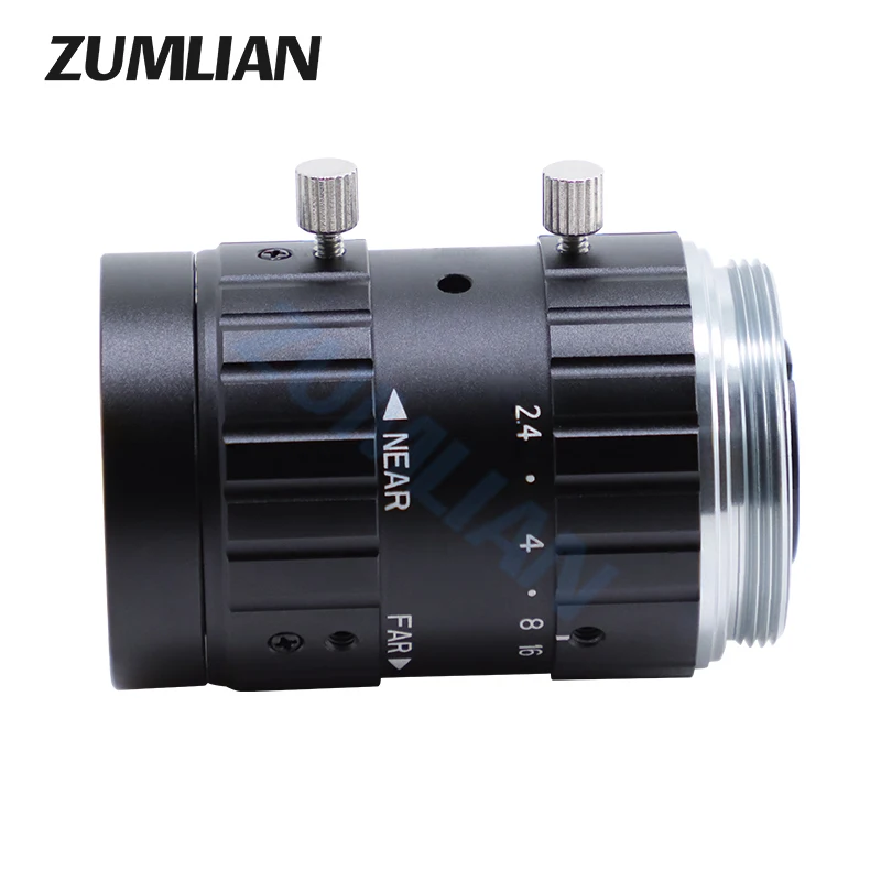 ZUMLIAN 1/1.7 Inch Machine Vision Lens 12mm Fixed Focal Length 12MP HD C-Mount F2.4 Iris Camera for FA CCTV Lens Low Distortion
