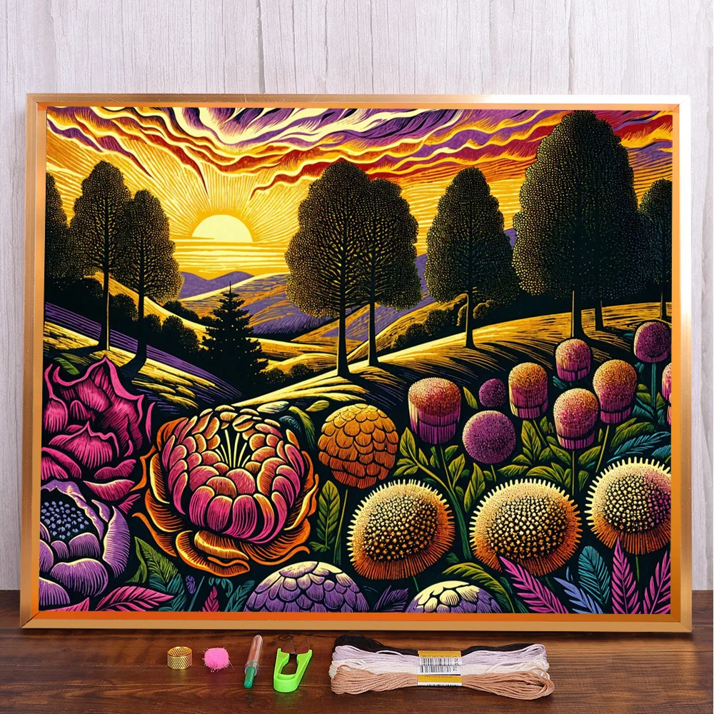 

Fantasy Landscape Printed Fabric 11CT Cross-Stitch Embroidery Complete Kit Needlework Hobby Craft Sewing Floss Stamped Wholesale