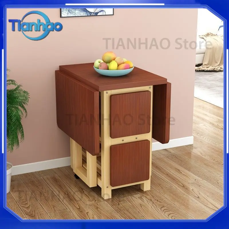 Extendable Folding Dining Table for Small Spaces Compact Simple Home Use Rental Apartment Wall Mounted Solid Wood Dining