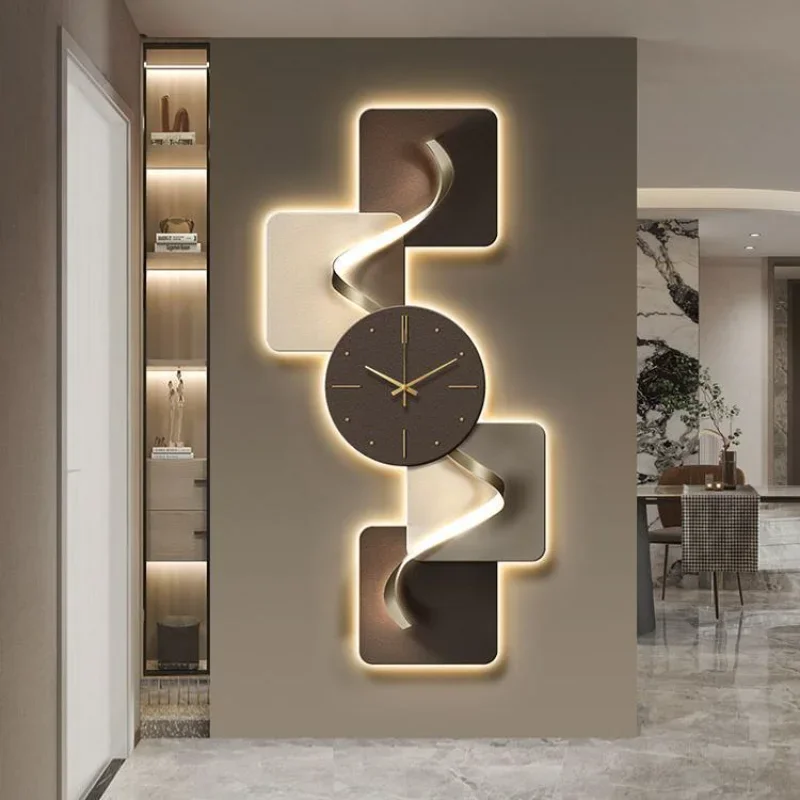 Modern Wall Clock Carbon Crystal Panel Frameless Design with Remote Control Lighted Decorative for Living Room Bedroom Office