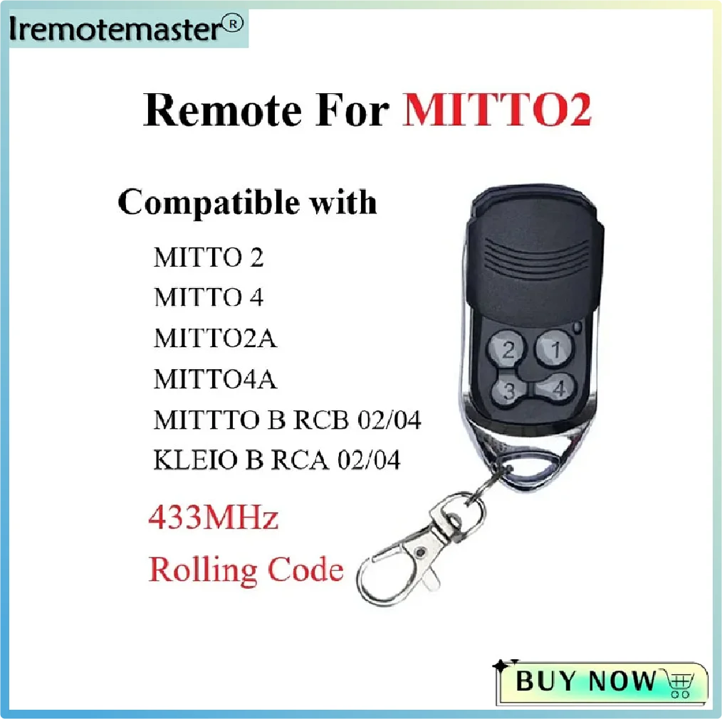 For Cryptographic MITTO 2 MITTO 4 Garage Door Remote Control 433.92MHz  High signal reception sensitivity Convenient and safe