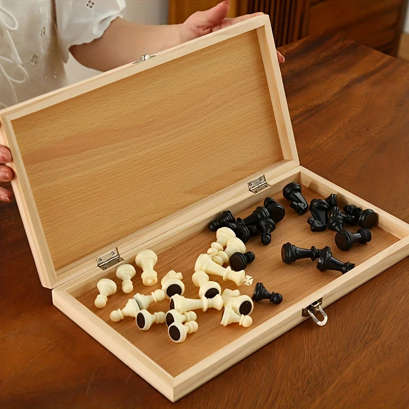Schach Magnetisches faltbares Schachspiel aus massivem Holz Schachbrett Kinder Geschenk Familienstrategie Schachspiele – Detail 11
