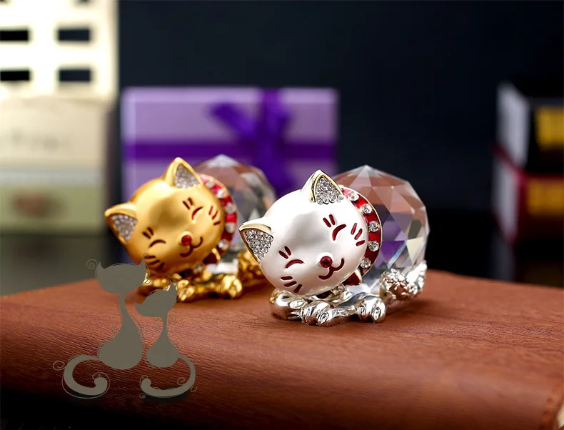 

TOP COOL Christmas Birthday GIFT # CAR decorative art # handcrafted diamond crystal Lovely cat model -FREE ship